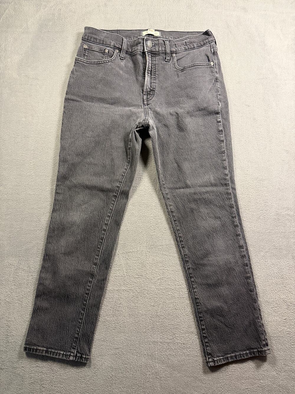 Madewell‎ Womens Size 29 Slim Straight Leg Jeans Gray Faded Black Denim Classic